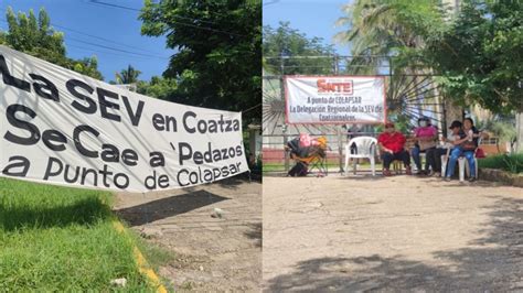 Se cae a pedazos toman oficinas de la SEV en Coatza por daños La