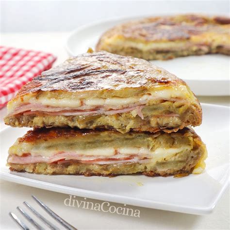 Tortilla de berenjenas jamón y queso Receta de DIVINA COCINA