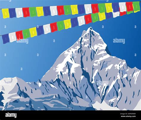 Everest Peak With Prayer Flags Stock Vector Images Alamy