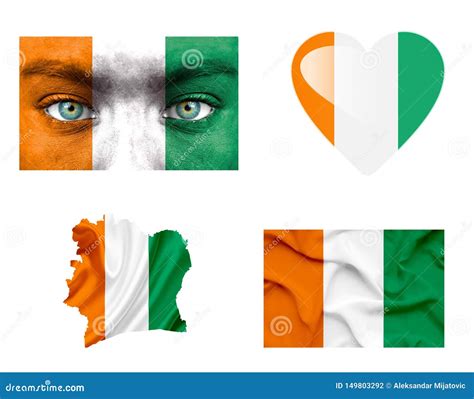 Set Of Various Ivory Coast Flags Stock Photo Image Of Celebration