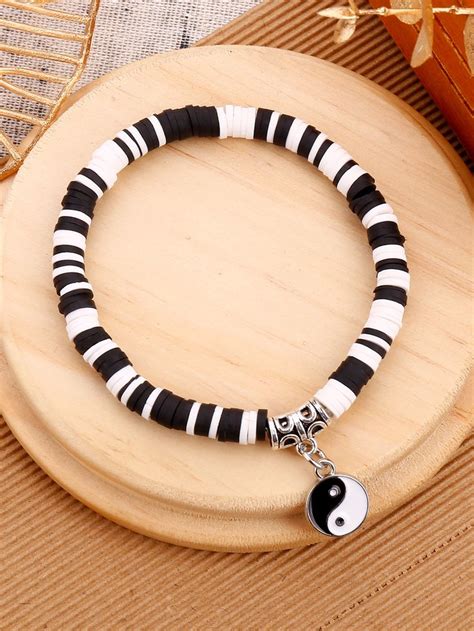 Pulsera Con Cuenta Con Dise O De Yin Y Yang En Beaded Bracelet