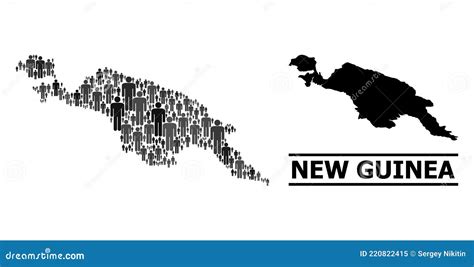 Vector Population Collage Map Of New Guinea Island And Solid Map Stock