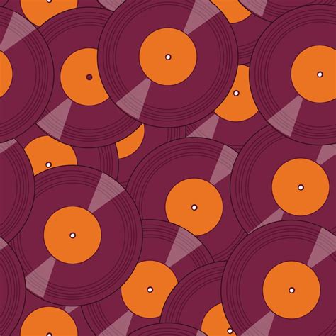 Vector Seamless Pattern With Vinyl Discs Retro Style Dark Colors