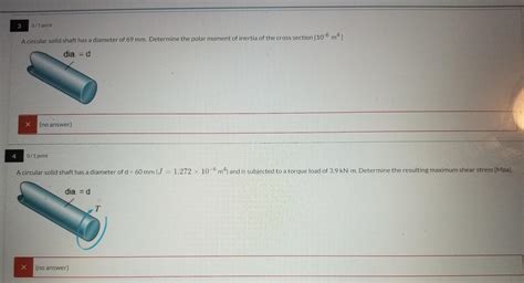 Solved Point A Circular Solid Shaft Has A Diameter Of Chegg