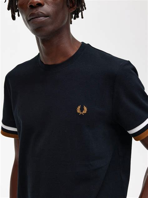 Fred Perry Mens Black Bold Tipped Pique T Shirt Designerwear Hassle