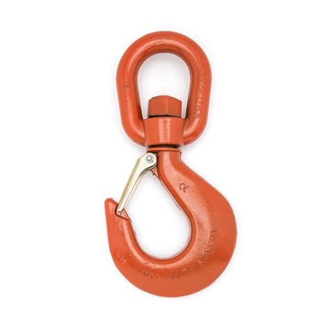 NO 2 ALLOY LATCHED SWIVEL HOIST HOOK 1 TON FORGED ALLOY PAINTED ORANGE