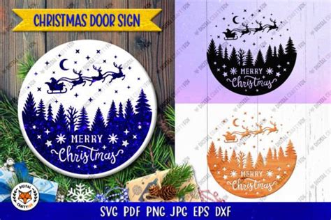 Merry Christmas Door Round Sign Svg Graphic By Digital Craftyfox