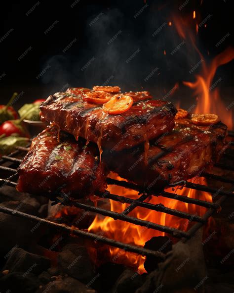 premium photo grilled meat   grill