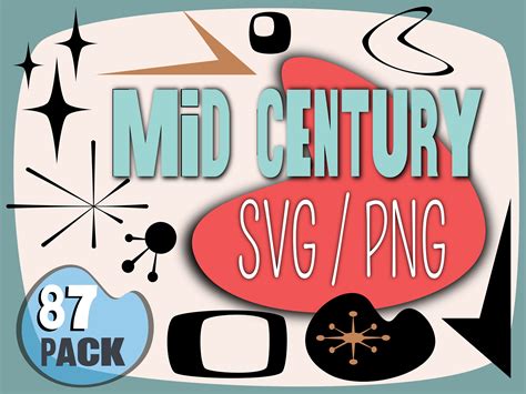 Mid Century Modern SVG PNG Bundle Laser Cutting N Ready MCM Etsy UK