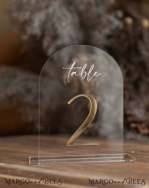 Acrylic Arch Table Numbers Clear Acrylic Gold Signs Gold Plexi Table