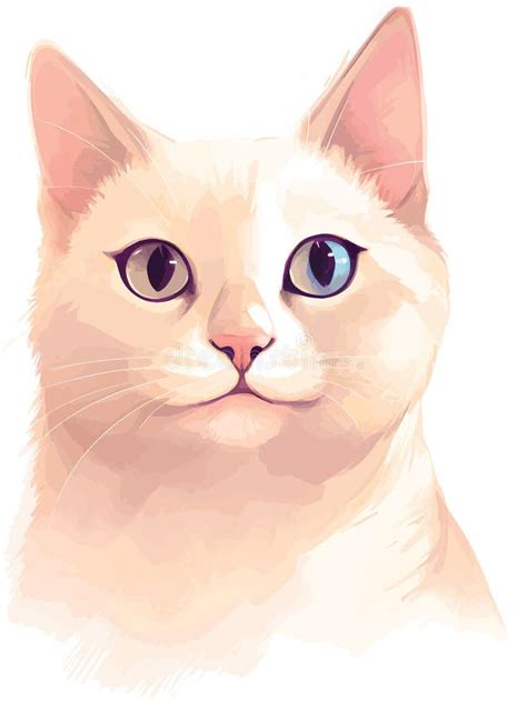 Dibujado Y Coloreado De Un Lindo Retrato De Gato Birmano Sobre Fondo