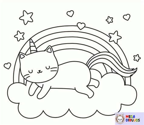 Dibujo Para Colorear Gato Unicornio Maxi Dibujos