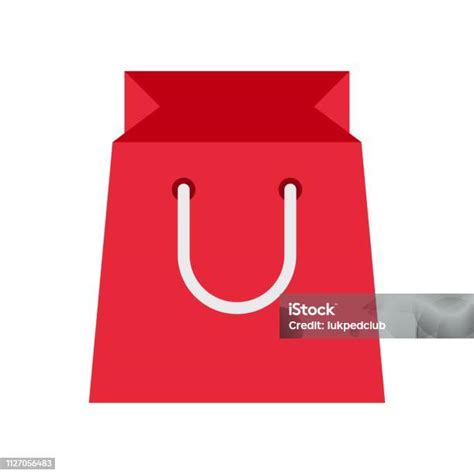 Paper Bag Vector Illustration Flat Style Icon Stock Illustration