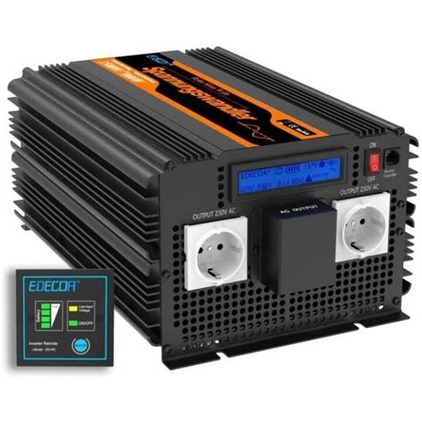 EDECOA Convertisseur 24v 220v Pur Sinus 3500w Onduleur et écran LCD