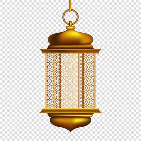 Premium Vector | Golden arabic lantern on transparent