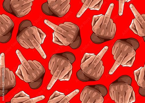 Vecteur Stock Seamless Pattern Hand Showing Fuck You With The Middle Finger Vector Illustration
