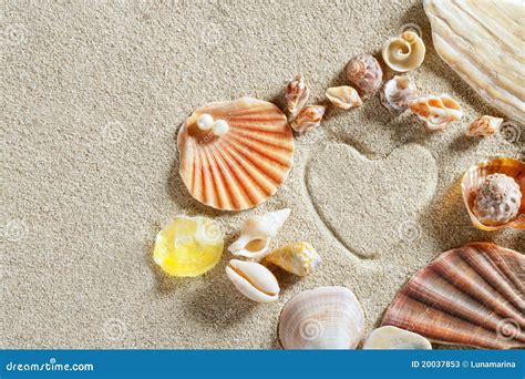 Beach White Sand Heart Shape Print Summer Vacation Stock Image Image