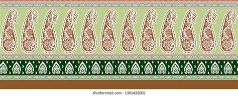 Traditional Paisley Border Design Stock Illustration 1301432002 | Shutterstock