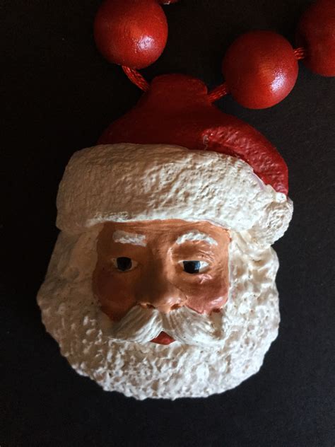 Pecan Resin Hand Painted Santa Clause Necklace Or Tree Ornament S