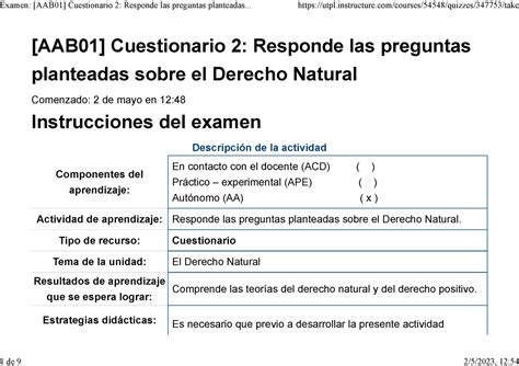 Examen AAB01 Cuestionario 2 Responde Las Preguntas Planteadas Sobre