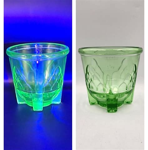 Vintage Hazel Atlas Uranium Glass Beater Jar Two Cup Vaseline Etsy