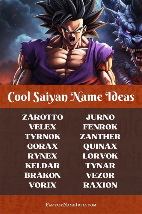 Cool Saiyan Name Ideas 🐉 in 2024 | Saiyan names, Names, Villain names