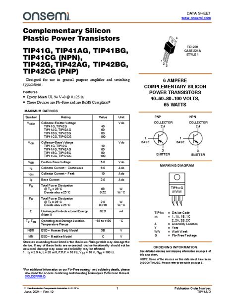 Tip G Datasheet Transistors Equivalent On Semiconductor