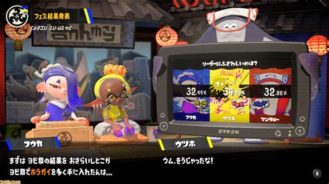 『スプラトゥーン3』1周年すりみ連合フェス結果発表。“リーダーにふさわしいのは？ フウカ Vs ウツホ Vs マンタロー”の順位は