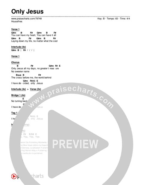 Only Jesus Chords PDF (Housefires) - PraiseCharts