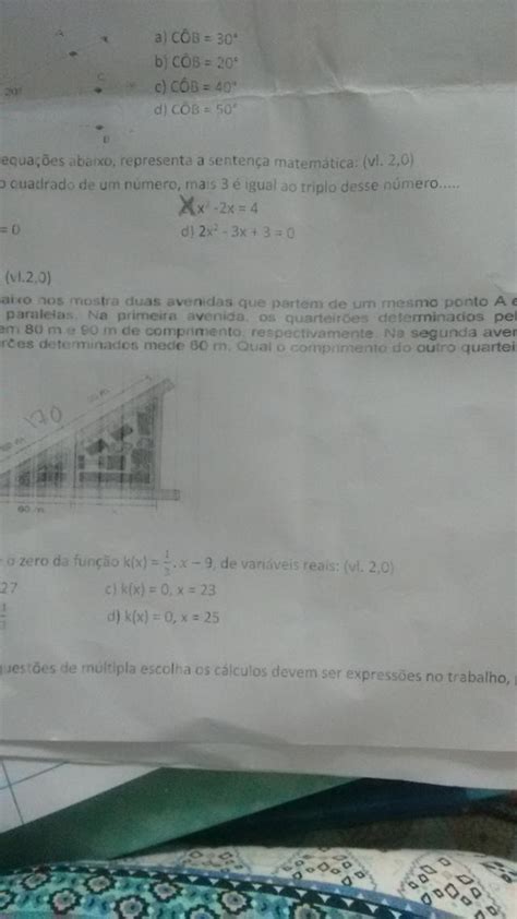 A Figura Abaixo Nos Mostra Duas Avenidas Que Partem De Um Mesmo Ponto A