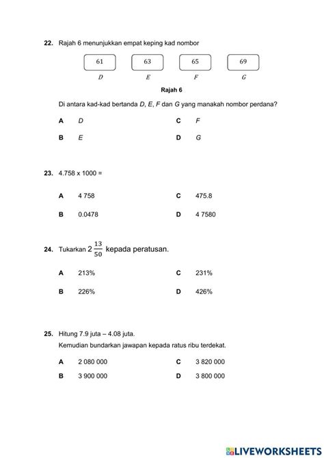 Contoh Kertas Soalan Matematik Tahun 1 2017 Mangopotent 396