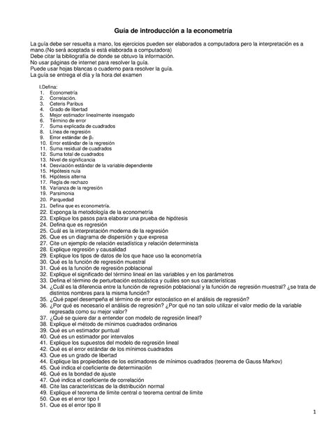 GUIA DE Econometria 20241 Guía de introducción a la econometría La