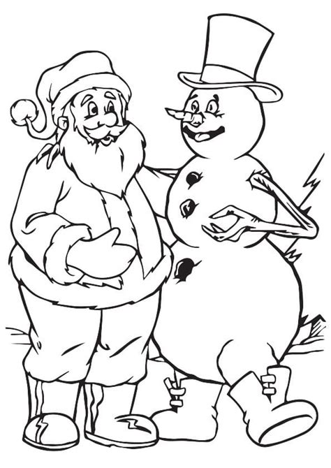 Coloriage Père Noël et Frosty télécharger et imprimer gratuit sur