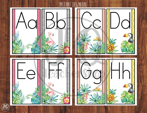 Printable Tropical Theme Alphabet Wall Posters Classroom Etsy UK