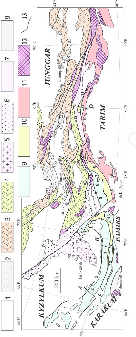 Simplifi Ed Geology Of The Palaeozoic Tianshan 1 Mesozoic To