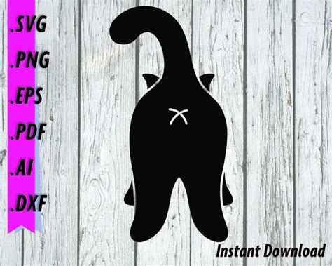 Cat Butt Svg Kitty Kitten Butt Funny Cat Clipart Cat Etsy