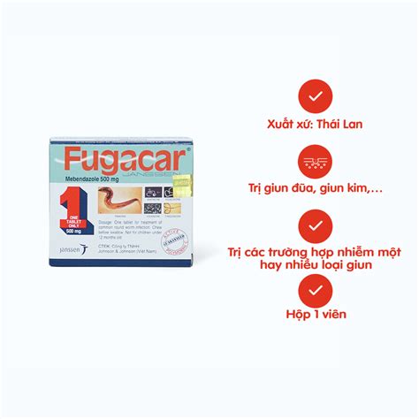 Viên nén Fugacar 500mg điều trị nhiễm giun 1 vỉ x 1 viên