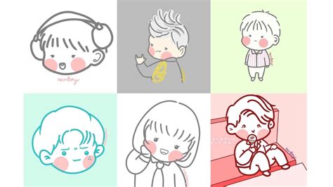 ilustrasi  art simple kartun chibi anime jepang kpop