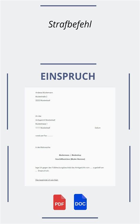 Einspruch Strafbefehl Muster WORD PDF