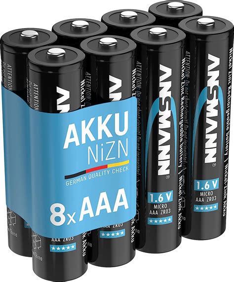 ANSMANN Nickel Zink Akku AAA 1 6V 550mAh 8x Micro NiZn Ni Zn Accus AAA