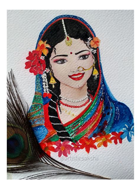 Radha Rani | Watercolor On Paper | By Sakshi Thakur | Exotic India Art