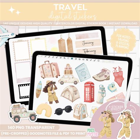travel digital stickers vacation planner goodnotes ipad  png