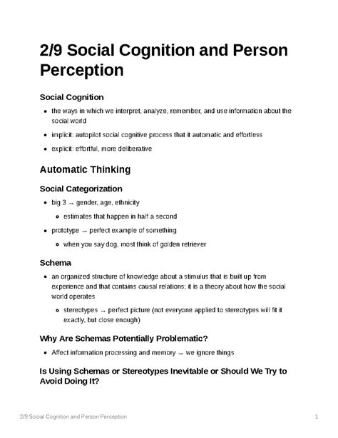 Social Cognition And Person Perception 2 9 Social Cognition And