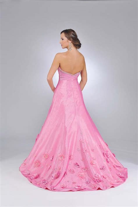 Pink A Line Strapless Sweetheart Zipper Sweep Train Full Length Satin