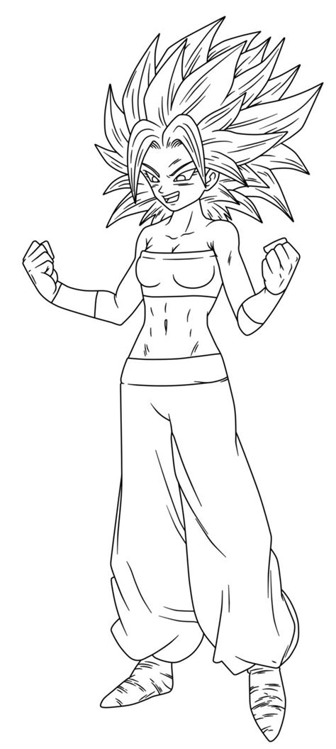 Lineart 27 SSJ1 Caulifla By GenesisLinearts Dragon Ball Super Art