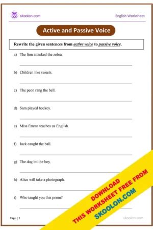 Active Passive Voice Exercise Skoolon