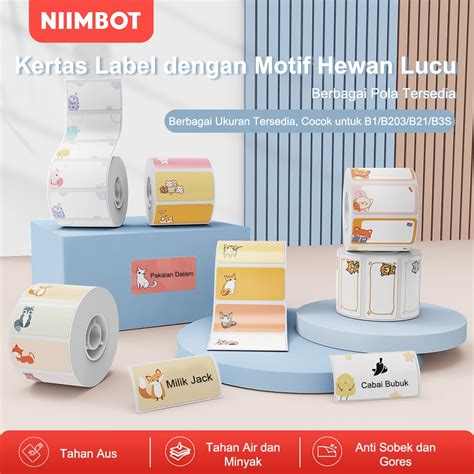 Jual NIIMBOT B21 B1 B3S Kertas Label Termal Pola Lucu Kertas Label