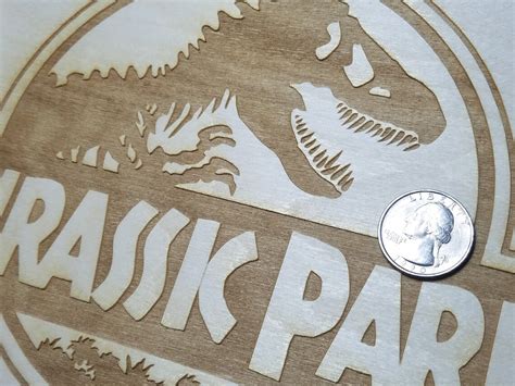 Jurassic Park Logo Engraved On Wood Wooden Personalized Etsy