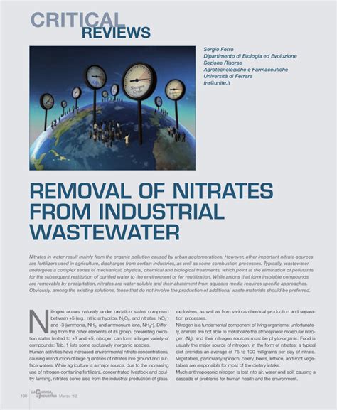 Pdf Removal Of Nitrates From Highly Contaminated Industrial Wastewater