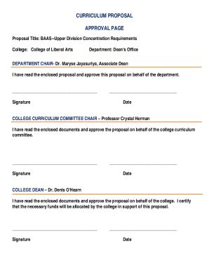 Fillable Online Proposal Title Baas Upper Division Concentration